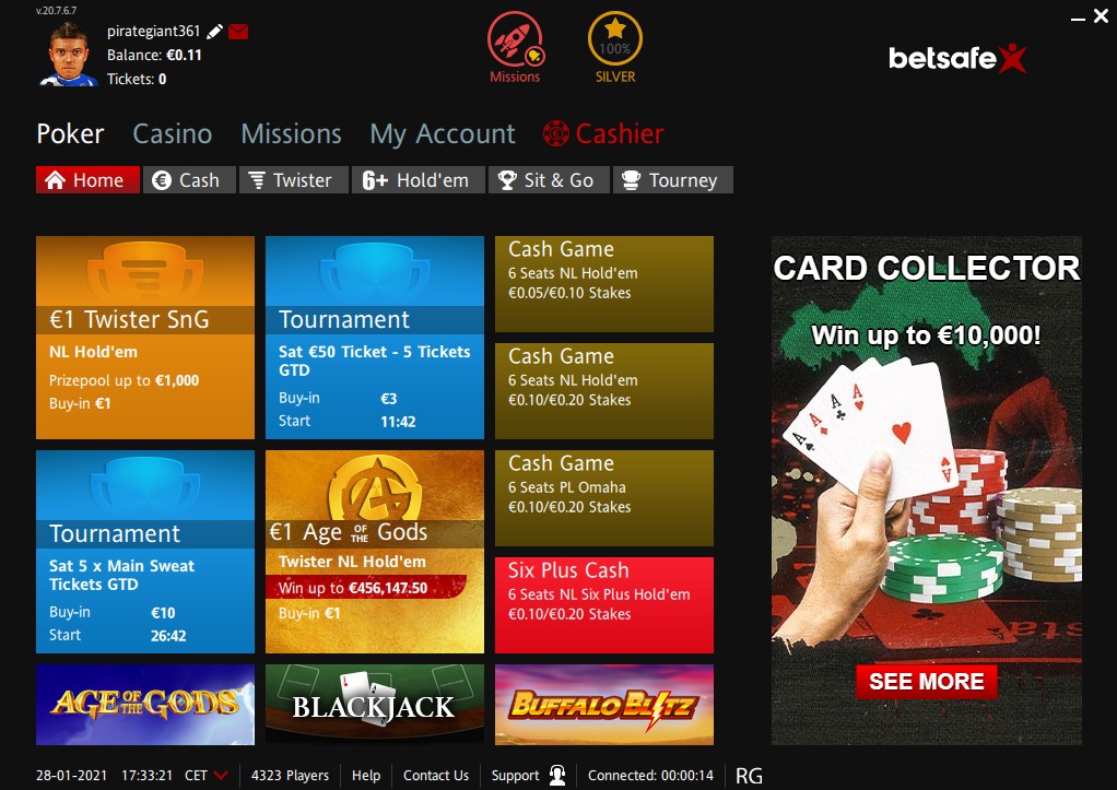 Betsafe Poker Lobby