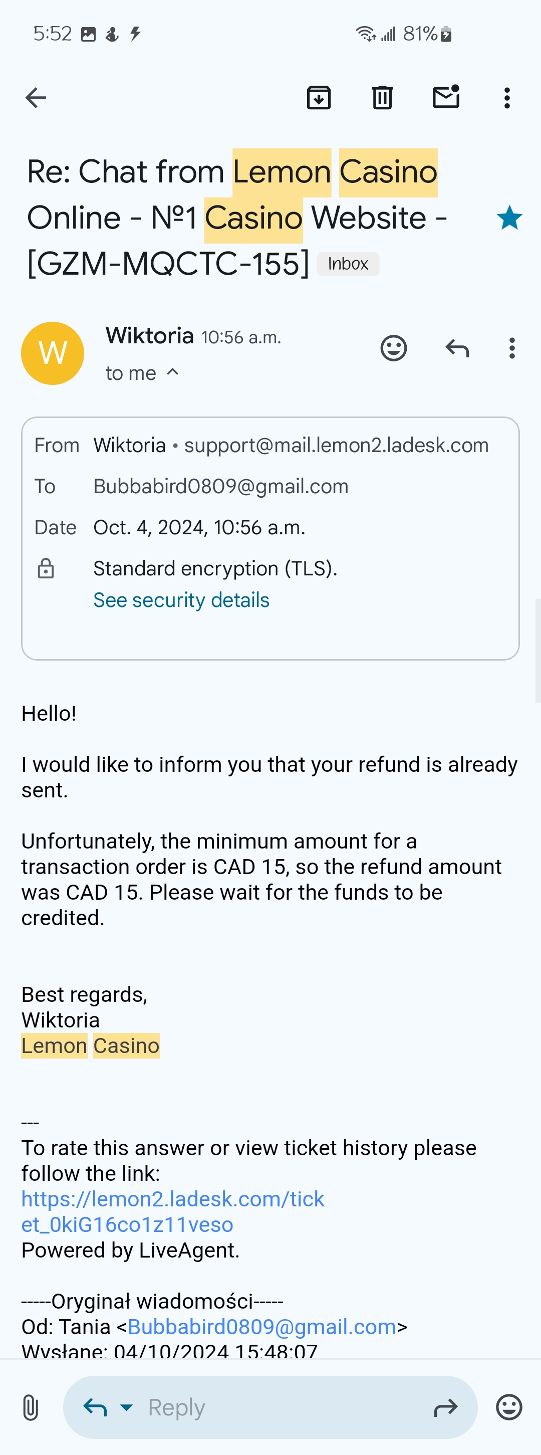 Lemon casino képernyőkép